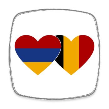 Armenia Belgium Flag Heart - Square fridge magnet - white - Front