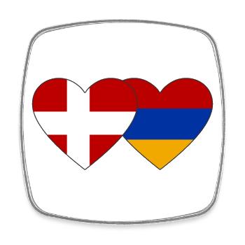Danemark Arménie Flag Coeur - Magnet carré - blanc - Devant