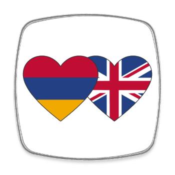 Armenien England Flagge Herz - Viereckiger Kühlschrankmagnet - Weiß - Vorne