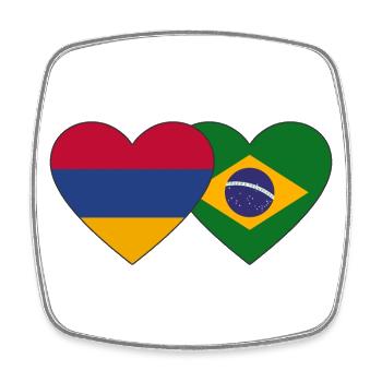 Armenia Brazil Flag Heart - Square fridge magnet - white - Front