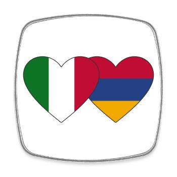 Italien Armenien Flagge Herz - Viereckiger Kühlschrankmagnet - Weiß - Vorne