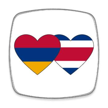 Armenia Costa Rica Flag Heart - Square fridge magnet - white - Front