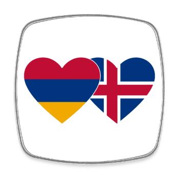 Armenien Island Flagge Herz - Viereckiger Kühlschrankmagnet - Weiß - Vorne