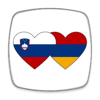 Slowenien Armenien Flagge Herz - Viereckiger Kühlschrankmagnet - Weiß - Vorne