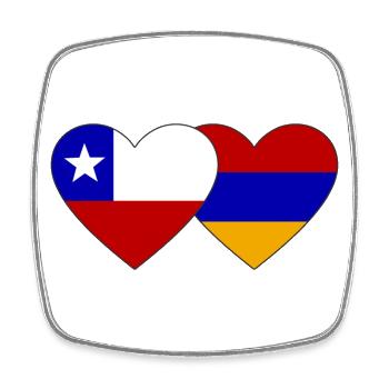 Chile Armenien Flagge Herz - Viereckiger Kühlschrankmagnet - Weiß - Vorne