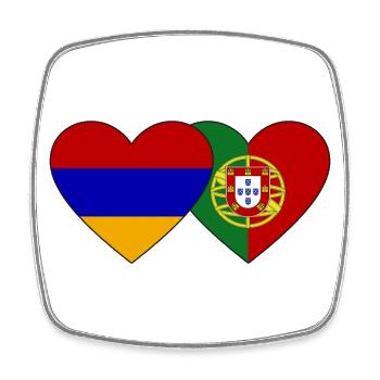 Arménie Portugal Drapeau Coeur - Magnet carré - blanc - Devant