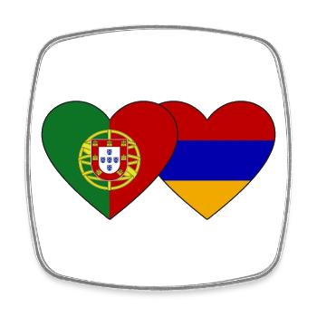 Portugal Armenien Flagge Herz - Viereckiger Kühlschrankmagnet - Weiß - Vorne