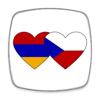 Arménie République tchèque Drapeau Coeur - Magnet carré - blanc - Devant