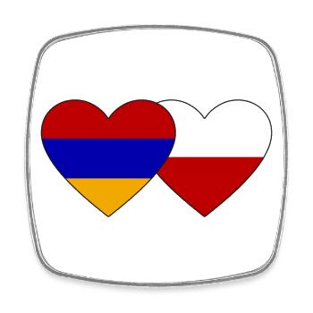 Armenien Polen Flagge Herz - Viereckiger Kühlschrankmagnet - Weiß - Vorne