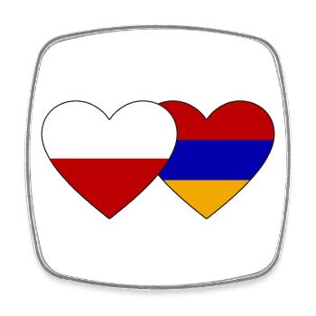 Polen Armenien Flagge Herz - Viereckiger Kühlschrankmagnet - Weiß - Vorne
