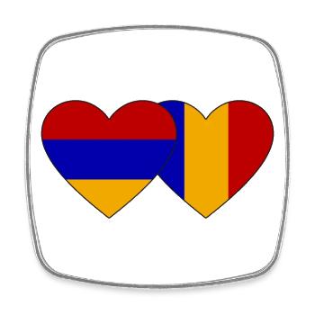Armenia Romania Flag Heart - Square fridge magnet - white - Front