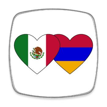 Mexico Armenia Flag Heart - Square fridge magnet - white - Front