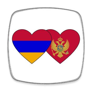 Armenien Montenegro Flagge Herz - Viereckiger Kühlschrankmagnet - Weiß - Vorne
