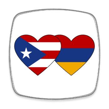 Kuba Armenien Flagge Herz - Viereckiger Kühlschrankmagnet - Weiß - Vorne