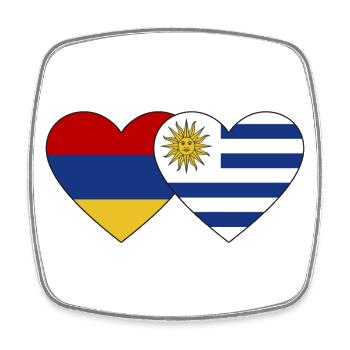 Armenia Uruguay Flag Heart - Square fridge magnet - white - Front