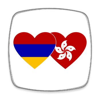 Armenia Hong Kong Flag Heart - Square fridge magnet - white - Front