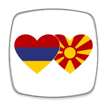 Arménie Macédoine Drapeau Coeur - Magnet carré - blanc - Devant