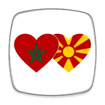 Marokko Makedonien Flagge Herz - Viereckiger Kühlschrankmagnet - Weiß - Vorne