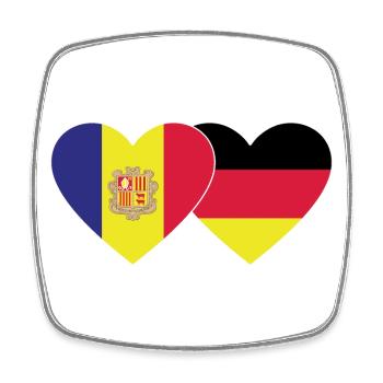Andorra Germany Flag Heart - Square fridge magnet - white - Front