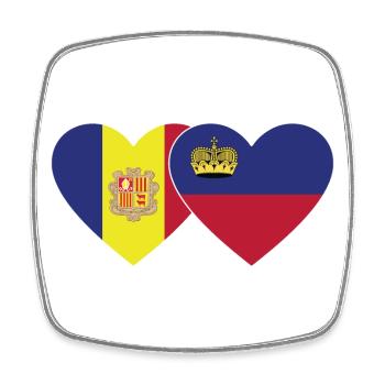 Andorra Liechtenstein Flagge Herz - Viereckiger Kühlschrankmagnet - Weiß - Vorne