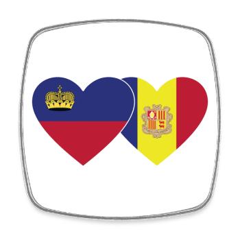 Lichtenstein Andorra Flag Heart - Square fridge magnet - white - Front