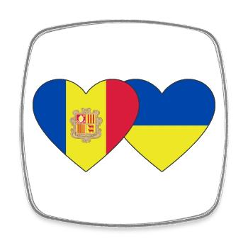 Andorra Ukraine Flag Heart - Square fridge magnet - white - Front