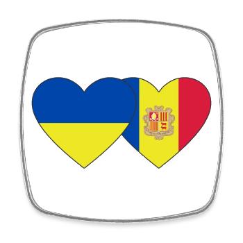 Ukraine Andorra Flagge Herz - Viereckiger Kühlschrankmagnet - Weiß - Vorne