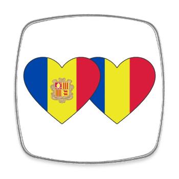 Andorra Romania Flag Heart - Square fridge magnet - white - Front