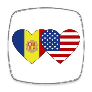 Andorra USA Flag Heart - Square fridge magnet - white - Front