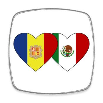 Andorre Mexique Flag Heart - Magnet carré - blanc - Devant