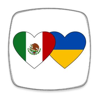 Mexiko Ukraine Flagge Herz - Viereckiger Kühlschrankmagnet - Weiß - Vorne