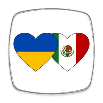 Ukraine Mexiko Flagge Herz - Viereckiger Kühlschrankmagnet - Weiß - Vorne