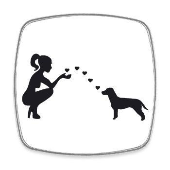 Jack Russell Terrier mit Frau - Viereckiger Kühlschrankmagnet - Weiß - Vorne