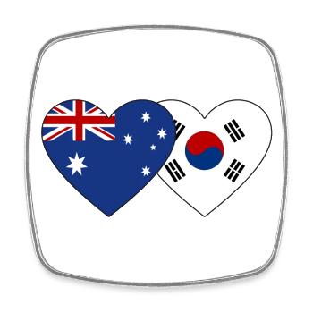 Australia South Korea Flag Heart - Square fridge magnet - white - Front