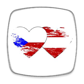 République tchèque Autriche Flag Cœur utilisé - Magnet carré - blanc - Devant