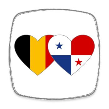 Belgien Panama Flagge Herz - Viereckiger Kühlschrankmagnet - Weiß - Vorne