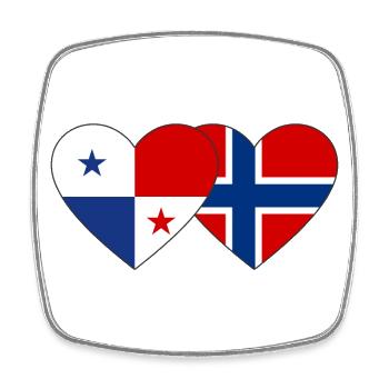 Panama Norwegen Flagge Herz - Viereckiger Kühlschrankmagnet - Weiß - Vorne