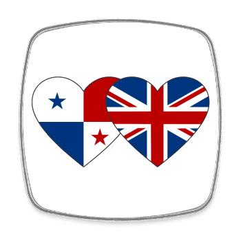 Panama Angleterre Flag Heart - Magnet carré - blanc - Devant