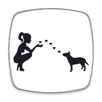 Bullterrier mit Frau - Viereckiger Kühlschrankmagnet - Weiß - Vorne