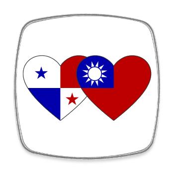 Panama Taiwan Flag Heart - Magnet carré - blanc - Devant