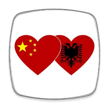 China Albania Heart Flag - Square fridge magnet - white - Front