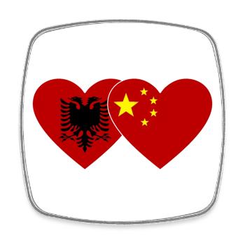 Albanie Chine Drapeau du Cœur - Magnet carré - blanc - Devant