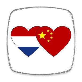 Drapeau du cœur de la Hollande Chine - Magnet carré - blanc - Devant