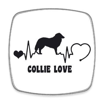 Collie mit Herzschlag - Viereckiger Kühlschrankmagnet - Weiß - Vorne