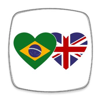 Brésil Angleterre Drapeau Coeur - Magnet carré - blanc - Devant