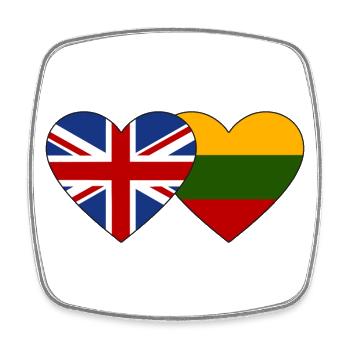 Großbritannien Litauen Flagge Herz - Viereckiger Kühlschrankmagnet - Weiß - Vorne