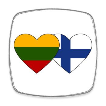 Lithuania Finland Flag Heart - Square fridge magnet - white - Front