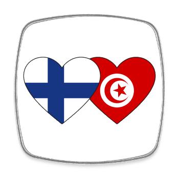 Finlande Tunisie Drapeau Coeur - Magnet carré - blanc - Devant