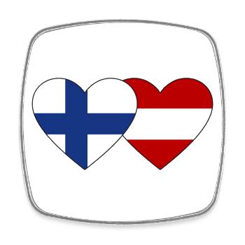Finlande Autriche Flag Coeur - Magnet carré - blanc - Devant