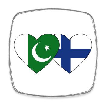 Pakistan Finland Flag Heart - Square fridge magnet - white - Front